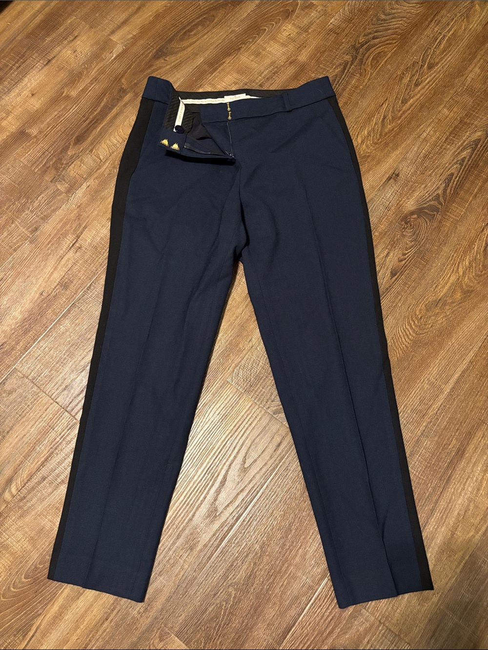 kate spade Navy Dress Pants with Black Side Stripe - Picture 3 of 7